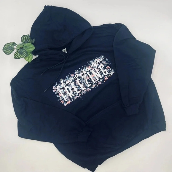 ALWAYS FREEZING 🥶 Hoodie LARGE Navy Blue Sweatshirt Pullover Gildan NEW! - Picture 3 of 4